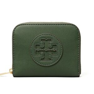 Tory Burch Ella small zip wallet Basil NEW